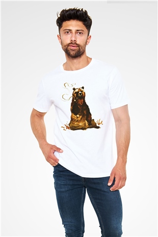 Ayı Beyaz Unisex Tişört T-Shirt - TişörtFabrikası