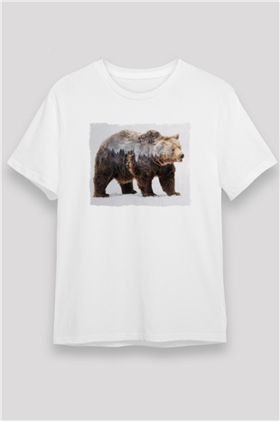 Ayı Beyaz Unisex Tişört T-Shirt - TişörtFabrikası