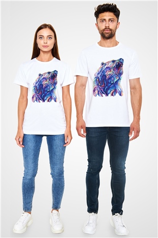 Ayı Beyaz Unisex Tişört T-Shirt - TişörtFabrikası