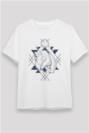Ayı Beyaz Unisex Tişört T-Shirt - TişörtFabrikası