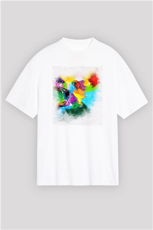 Ayı Beyaz Oversize Tişört Oversize T-shirt - TişörtFabrikası