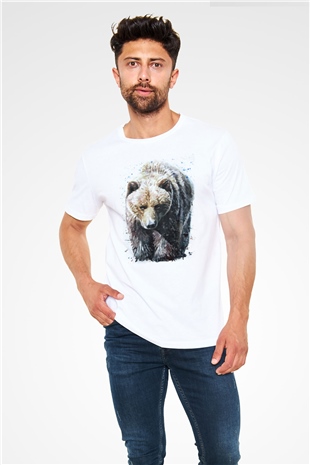 Ayı Beyaz Unisex Tişört T-Shirt - TişörtFabrikası
