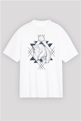 Ayı Beyaz Oversize Tişört Oversize T-shirt - TişörtFabrikası