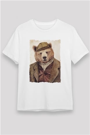 Ayı Beyaz Unisex Tişört T-Shirt - TişörtFabrikası