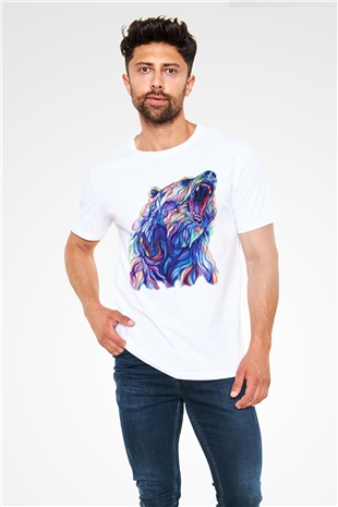 Ayı Beyaz Unisex Tişört T-Shirt - TişörtFabrikası