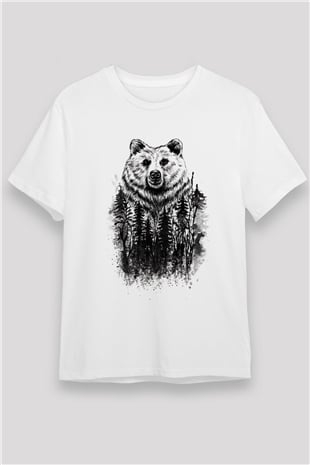 Ayı Beyaz Unisex Tişört T-Shirt - TişörtFabrikası