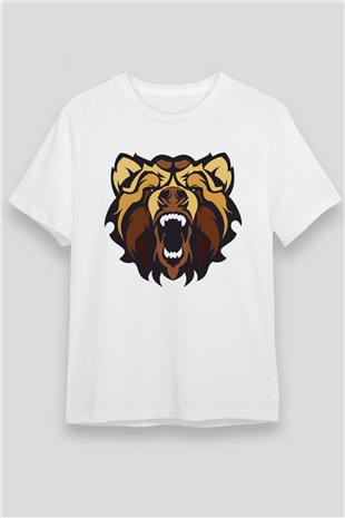 Ayı Beyaz Unisex Tişört T-Shirt - TişörtFabrikası