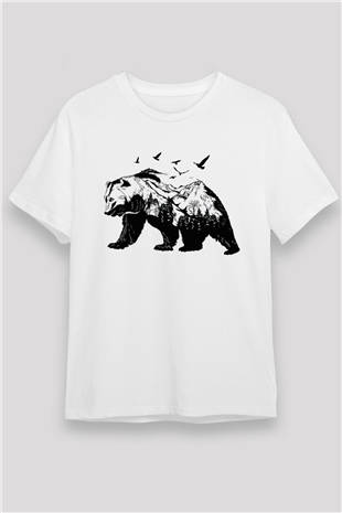 Ayı Beyaz Unisex Tişört T-Shirt - TişörtFabrikası