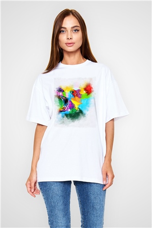 Ayı Beyaz Oversize Tişört Oversize T-shirt - TişörtFabrikası