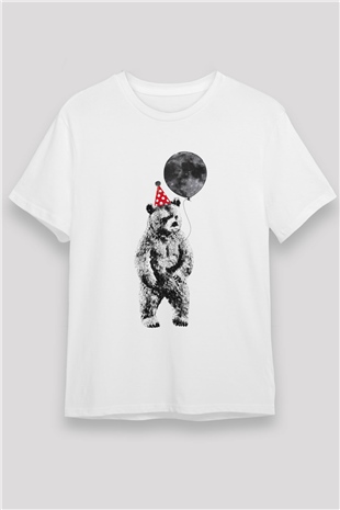 Ayı Beyaz Unisex Tişört T-Shirt - TişörtFabrikası