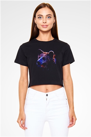 Ayı Siyah  Crop Top Tişört
