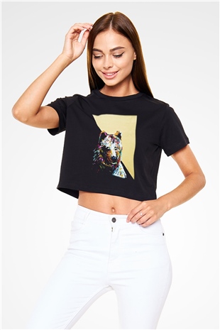 Ayı Siyah Crop Top Tişört