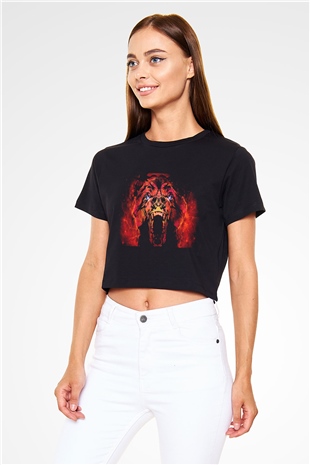 Ayı Siyah Crop Top Tişört