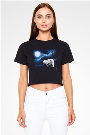 Ayı Siyah Crop Top Tişört