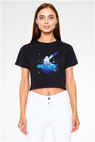 Ayı Siyah Crop Top Tişört