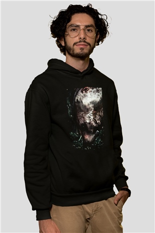 Ayı Siyah Unisex Kapüşonlu Sweatshirt