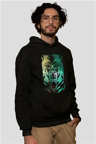 Ayı Siyah Unisex Kapüşonlu Sweatshirt