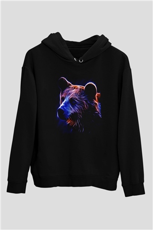 Ayı Siyah Unisex Kapüşonlu Sweatshirt