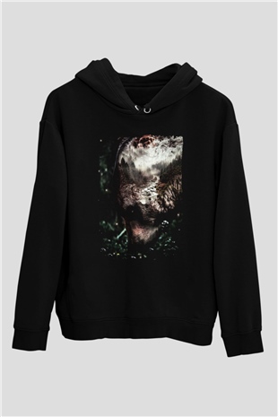 Ayı Siyah Unisex Kapüşonlu Sweatshirt