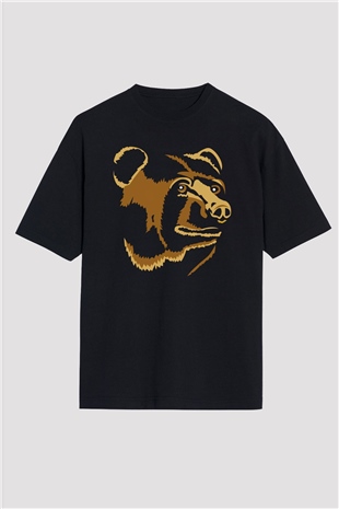 Ayı Siyah Unisex Oversize Tişört T-Shirt
