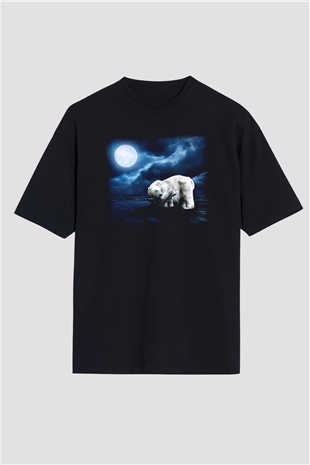 Ayı Siyah Unisex Oversize Tişört T-Shirt
