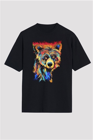 Ayı Siyah Unisex Oversize Tişört T-Shirt