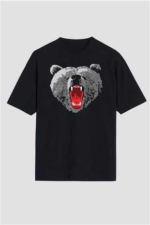 Ayı Siyah Unisex Oversize Tişört T-Shirt