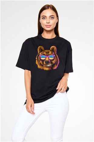 Ayı Siyah Unisex Oversize Tişört T-Shirt