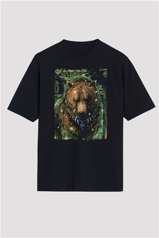 Ayı Siyah Oversize Tişört Oversize T-shirt - TişörtFabrikası