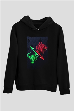 Ayı ve BoğaSiyah  Unisex Hoodie