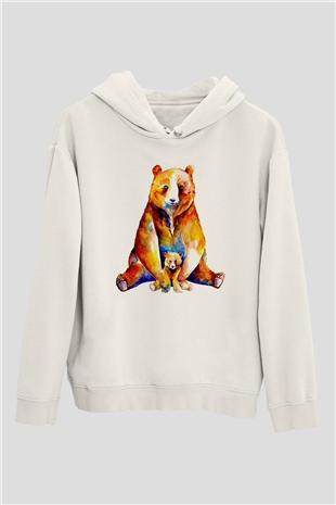Ayı ve YavrusuBeyaz  Unisex Hoodie