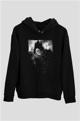 Azarath Baskılı Unisex Siyah Kapüşonlu Sweatshirt