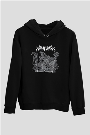 Azarath Baskılı Unisex Siyah Kapüşonlu Sweatshirt