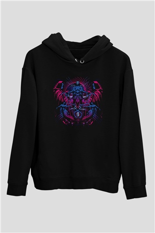Azarath Baskılı Unisex Siyah Kapüşonlu Sweatshirt