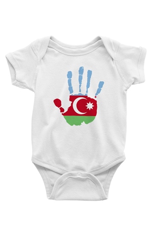 Azerbaycan Baskılı Beyaz Unisex Bebek Body - Zıbın