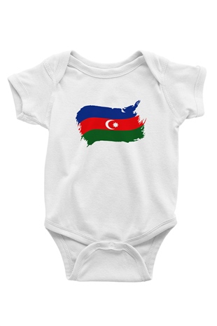 Azerbaycan Baskılı Beyaz Unisex Bebek Body - Zıbın