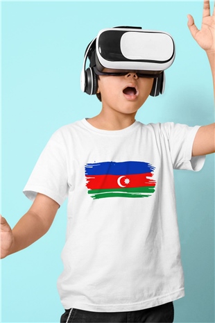 Azerbaycan Baskılı Beyaz Unisex Çocuk Tişört