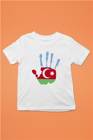 Azerbaycan Baskılı Beyaz Unisex Çocuk Tişört