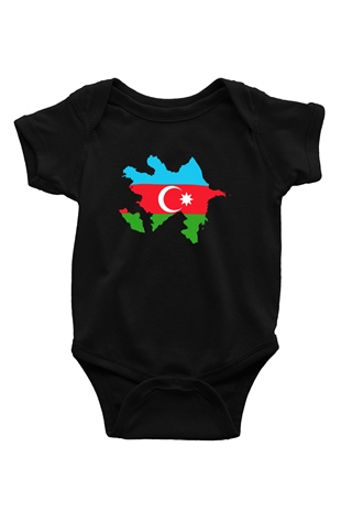 Azerbaycan Baskılı Siyah Bebek Body - Zıbın