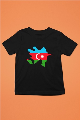 Azerbaycan Baskılı Siyah Unisex Çocuk Tişört
