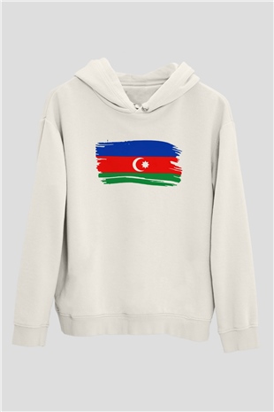 Azerbaycan Beyaz Unisex Kapşonlu Sweatshirt