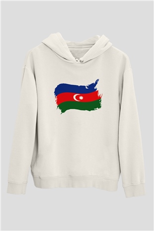 Azerbaycan Beyaz Unisex Kapşonlu Sweatshirt