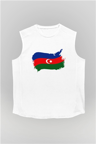 Azerbaycan Beyaz Unisex Kolsuz Tişört