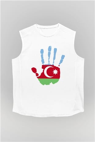 Azerbaycan Beyaz Unisex Kolsuz Tişört