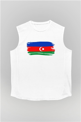 Azerbaycan Beyaz Unisex Kolsuz Tişört