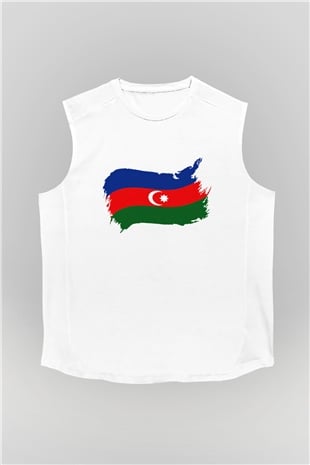 Azerbaycan Beyaz Unisex Kolsuz Tişört
