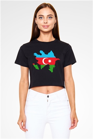 Azerbaycan Siyah Crop Top Tişört