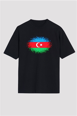 Azerbaycan Siyah Unisex Oversize Tişört T-Shirt