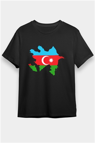 Azerbaycan Siyah Unisex Tişört T-Shirt - TişörtFabrikası