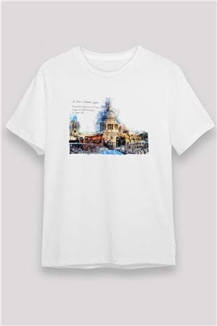 Aziz Paul Katedrali Beyaz Unisex Tişört T-Shirt - TişörtFabrikası